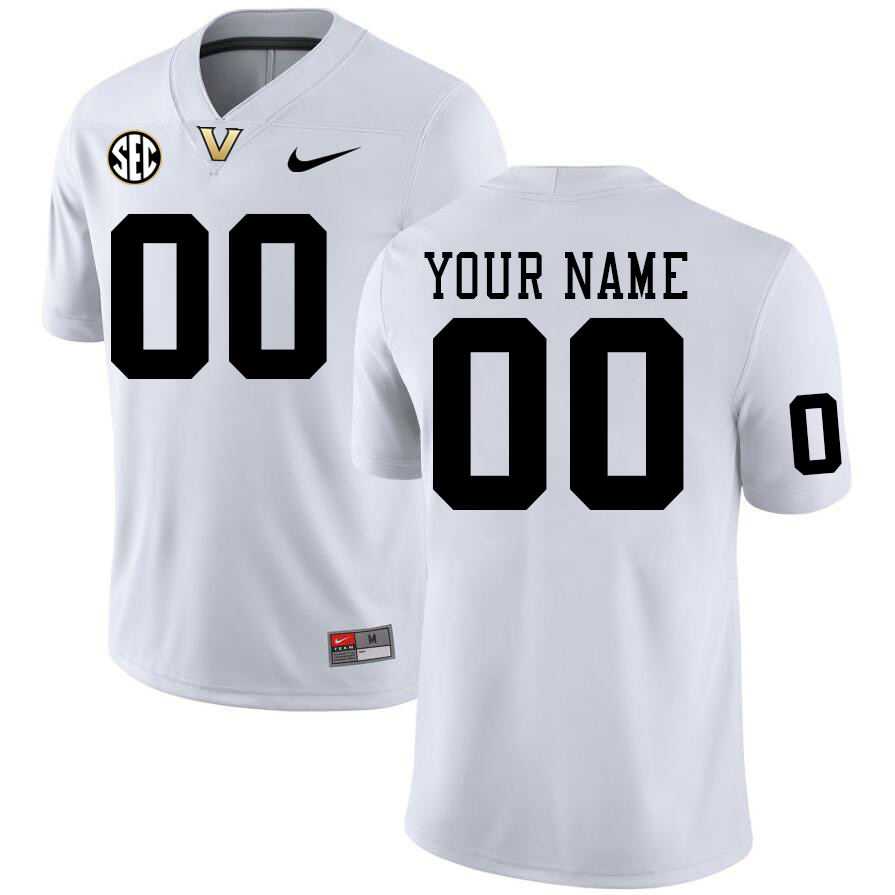 Custom Vanderbilt Commodores Name And Number College Football Jerseys Stitched-White
